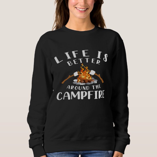 Camiseta A Vida É Melhor Ao Redor Do Acampamento Campfire (Frente)
