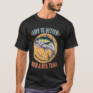 Camiseta A Vida É Melhor Atum Retro Caça de Atum E