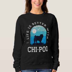 Camiseta A Vida é Melhor Chi Poo Azul Vintage Mãe Pai Cacho