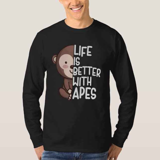 Camiseta A Vida É Melhor Com A Cota Appe Do Macaco Roupa (Frente)