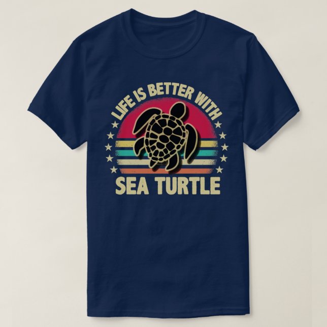 Camiseta A vida é melhor com a tartaruga marinha (Frente do Design)