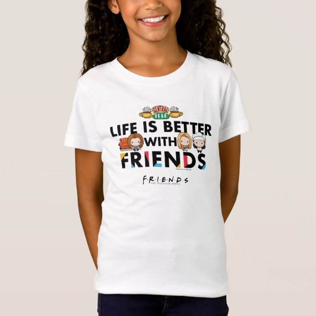 Camiseta A Vida é Melhor com AMIGOS™ Arte Chibi (Frente)