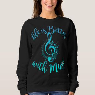 Camiseta A Vida É Melhor Com As Notas De Música.