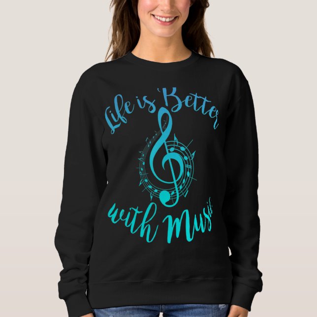 Camiseta A Vida É Melhor Com As Notas De Música. (Frente)
