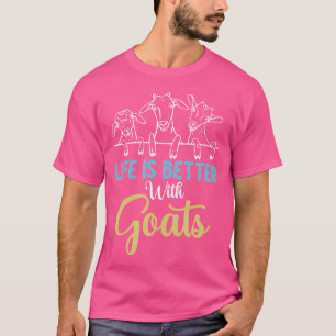 Camiseta A Vida É Melhor Com Cabras Legal Ao Longo Da Cabra