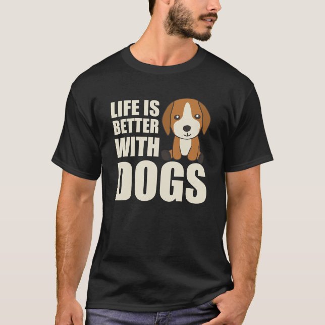 Camiseta A Vida É Melhor Com Cachorros Gelados (Frente)