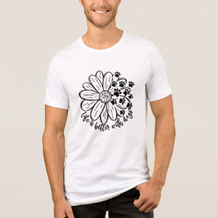 Camiseta A vida é melhor com cães animais de estimação aman