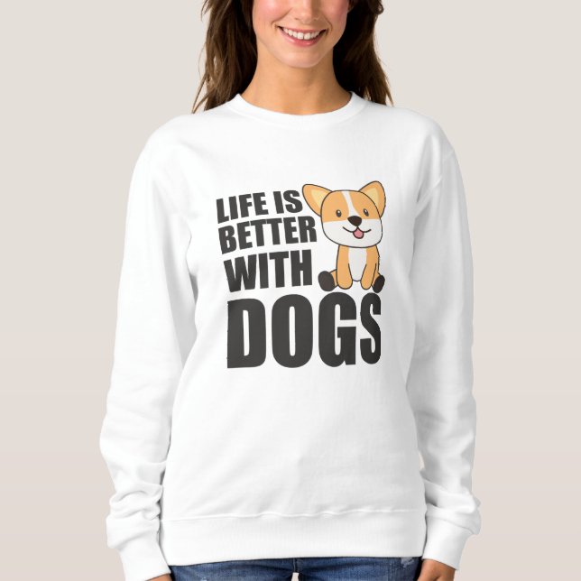 Camiseta A Vida É Melhor Com Cães Cachorros Doces Cachorro  (Frente)