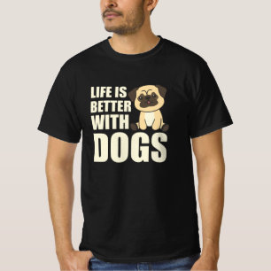 Camiseta A Vida É Melhor Com Cães Doce Cachorro Marrom