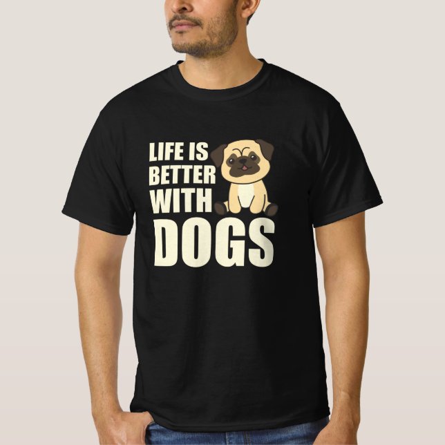 Camiseta A Vida É Melhor Com Cães Doce Cachorro Marrom (Frente)