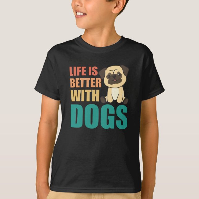 Camiseta A Vida É Melhor Com Cães Doces Cachorros Verdes (Frente)