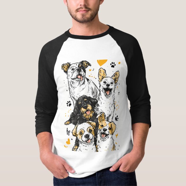 Camiseta A Vida é Melhor Com Cães – Gráfico Divertido para  (Frente)