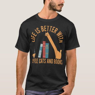 Camiseta A Vida É Melhor Com Café E Livros, Cof De Gato