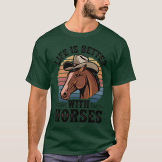 Camiseta A Vida É Melhor Com Cavalos Com Fritas De Sobremes
