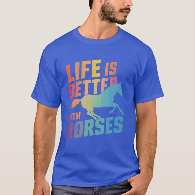 Camiseta A Vida É Melhor Com Cavalos Raparigas Cavaleiras R (Frente)
