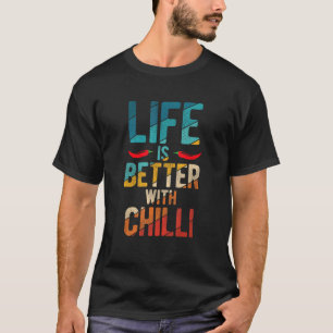 Camiseta A Vida É Melhor Com Chili Pepperoni Jalapeno Sayi