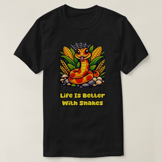 Camiseta A Vida É Melhor Com Cobras Citação de Amante de Ré (Frente do Design)