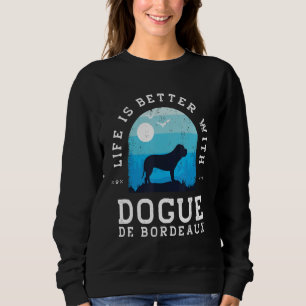 Camiseta A Vida é Melhor com Dogue De Bordeaux Azul Vintage