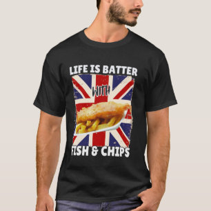 Camiseta A Vida é Melhor Com Fish and Chips - Comida Britân
