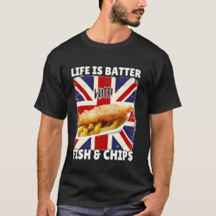 Camiseta A Vida é Melhor com Fish and Chips - Comida Britân