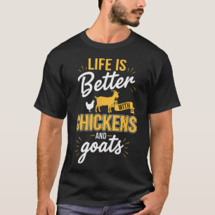 Camiseta A Vida É Melhor Com Frango E Cabras Fazenda Engraç