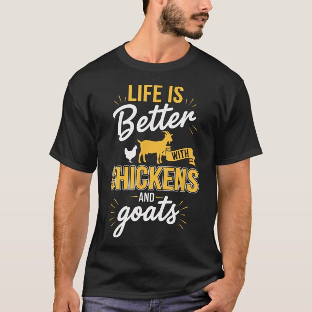 Camiseta A Vida É Melhor Com Frango E Cabras Fazenda Engraç (Frente)