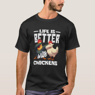 Camiseta A vida é melhor com galinhas Dabbing Fazendeiro en