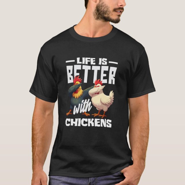 Camiseta A vida é melhor com galinhas Dabbing Fazendeiro en (Frente)