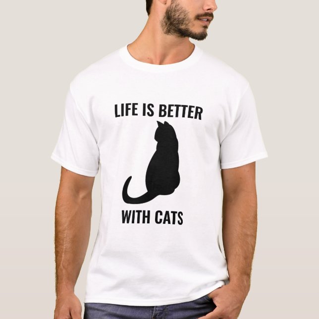 Camiseta A vida é melhor com gatos (Frente)