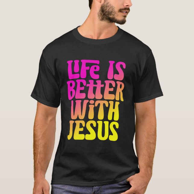 Camiseta A Vida É Melhor Com Jesus Mulheres Meninas Cristãs (Frente)