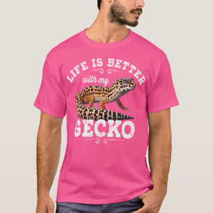 Camiseta A Vida É Melhor Com Meu Pet Gecko Leopard Lizard