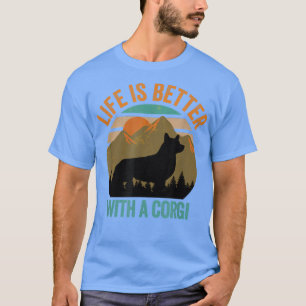 Camiseta A Vida É Melhor Com Montanhas De Vintage De Corgi