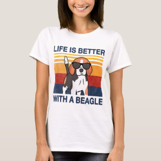 Camiseta A vida é melhor com o Beagle Vintage Dog Design Pu