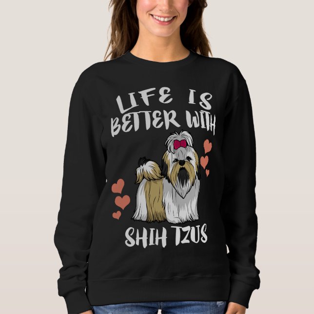 Camiseta A Vida É Melhor Com O Cão Shih Tzu (Frente)