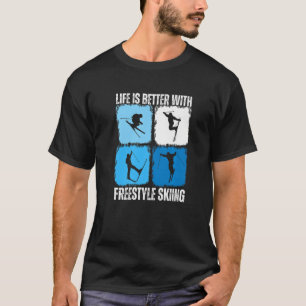 Camiseta A Vida É Melhor Com O Estilo Livre Esquiando O Ski