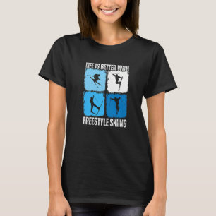 Camiseta A Vida É Melhor Com O Estilo Livre Esquiando O Ski