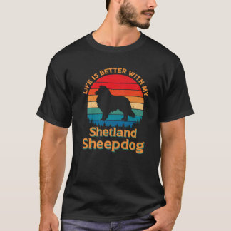 Camiseta A Vida É Melhor Com O Meu Pêssego Do Shetland Shee