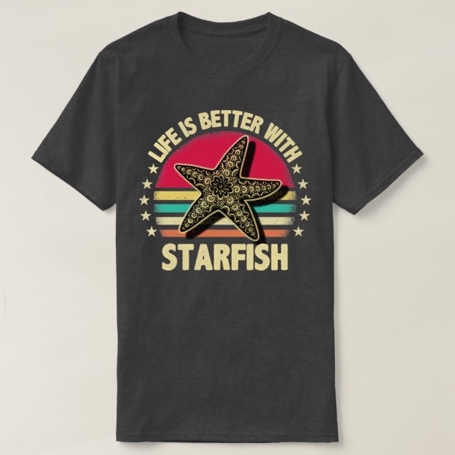 Camiseta A vida é melhor com o peixe-estrela (Frente do Design)