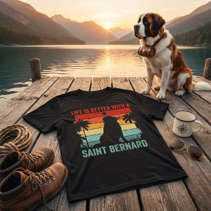 Camiseta A vida é melhor com o Santo Bernard Retro Sunset D
