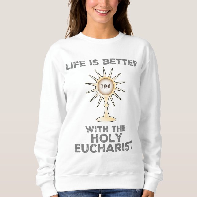 Camiseta A vida é melhor com o Santo Eucarista (Frente)