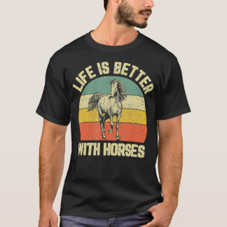 Camiseta A vida é melhor com os cavalos coroa correndo coro