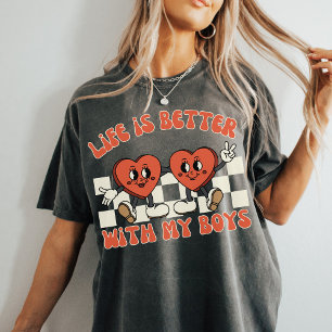 Camiseta A vida é melhor com os meus filhos Menino Bonito