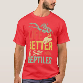 Camiseta a vida é melhor com os meus répteis