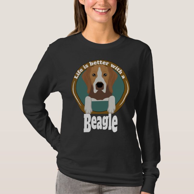 Camiseta A Vida É Melhor Com Os Proprietários De Beagle Bea (Frente)
