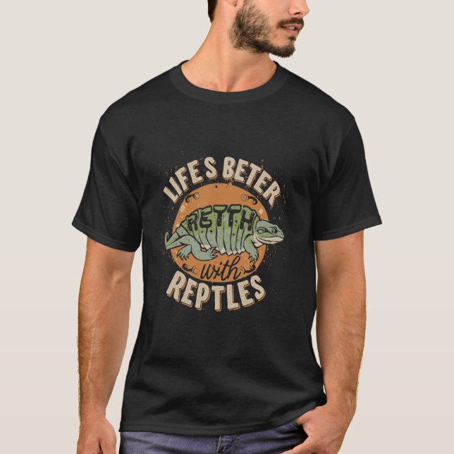 Camiseta A Vida É Melhor Com Os Répteis Leopardo Gecko Aman (Frente)