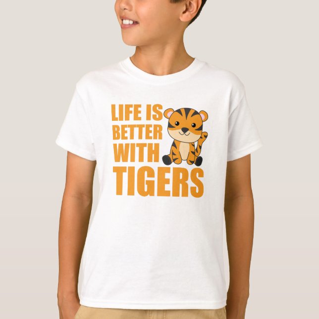 Camiseta A Vida É Melhor Com Os Tigres - Animais De Zoo Doc (Frente)