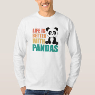 Camiseta A Vida É Melhor Com Pandas Cute Panda Colorida