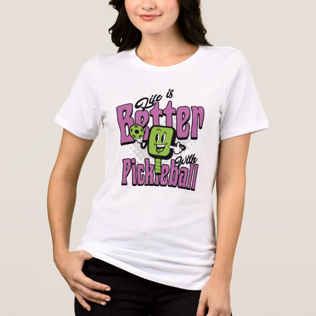 Camiseta A Vida é Melhor com Pickleball Engraçado Pickleba  (Frente)