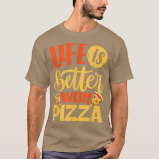Camiseta A Vida É Melhor Com Pizza Pizza Pover Comendo Itál