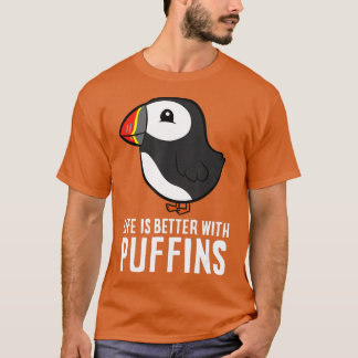 Camiseta A Vida É Melhor Com Puffins Cachorros